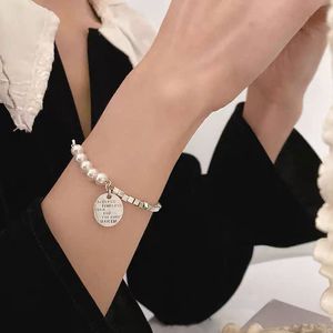 Pulsera de perlas y plata de ley 925 con cuentas cuadradas de plata, regalo de joyería para mujer - Product Image 1