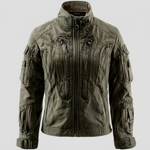 Chaqueta táctica de cuero para hombre con cuello vuelto - Product Image 1
