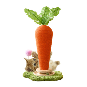 Griffoir pour chat Gain Stocked en sisal et bois, avec plateau tournant et motifs <span class=keywords><strong>carotte</strong></span> et champignon - Product Image 1