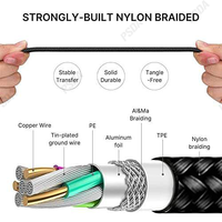 Cable de Carga Rápida USB 3 en 1 de 2.4A, 45cm/120cm, Tipo C, Micro USB, Cable Multi-Cargador Trenzado para iPhone 17, Huawei, Samsung