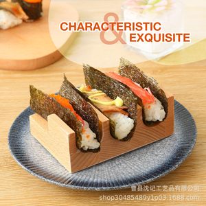 Wooden Sushi Roll Holder Rectangular Rice Ball Stand For Serving Display - Product Image 2