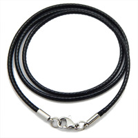 Collier cordon en cuir tressé noir ciré de 3mm fermoir en acier inoxydable pour cadeau bijoux femmes hommes