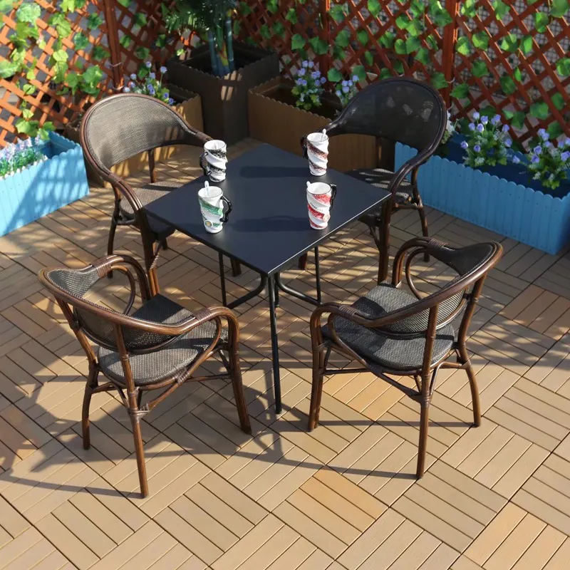 屋外レジャー中庭ネット布竹籐椅子テラスカフェテーブルと椅子屋外レストランテーブルと椅子