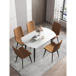 OKF <span class=keywords><strong>Table</strong></span> à manger <span class=keywords><strong>ronde</strong></span> extensible multifonctionnelle en pierre frittée de luxe à double usage avec <span class=keywords><strong>rallonge</strong></span> - Product Image 4