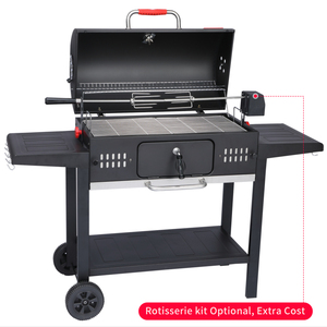 Barbecue à charbon de bois JIN PENG robuste avec chariot intégré, fumoir à granulés et rôtissoire pour cuisine extérieure, patio et fêtes - Product Image 6