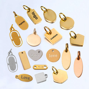 Custom Logo Tags Pendant Manufacture's DIY Name <strong>Coin</strong> Disc Charm with Link Chain Stainless Steel Laser Engraved Jewelry - Product Image 1