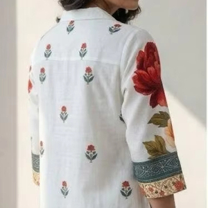 Tissu en polyester effet lin, toucher luxueux, drapé doux, imprimé numérique, toutes saisons - Product Image 1