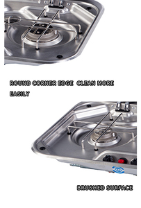 RV & Cắm Trại Bếp Ga Bằng Thép Không Gỉ Hai Đầu Đốt GR-587 Có Nắp Kính Cường Lực - Product Image 4