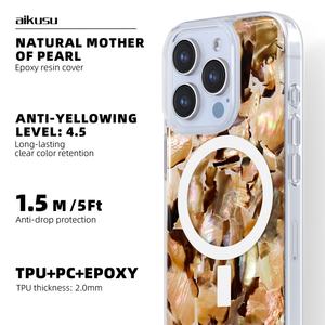 Étui de téléphone en nacre de designer, étui de téléphone magnétique personnalisé en TPU transparent et PC pour iPhone 16 15 14 13 12 Pro Max - Product Image 2