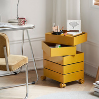 Meuble de Rangement Rotatif, Étagère Mobile, Chariot pour Appartement Compact, Table de Chevet sur Roulettes, Design Moderne, Optimisation de l'Espace, Salon
