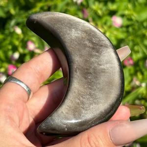 Cristal de Obsidiana Plateada Pulida de Alta Calidad, Estilo Bohemio, Cristal Natural Curativo, 8.5cm 110g, Tendencia de Moda, Venta al Por Mayor - Product Image 3