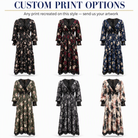 Robe longue sur mesure à col en V et taille haute, imprimé roses, pour invitées de mariage, fêtes, usage quotidien, vacances, automne, hiver, tenue décontractée