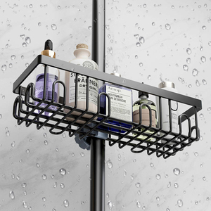 Scaffale angolare da bagno a 3 livelli regolabile, antiruggine, senza foratura, con asta telescopica per <span class=keywords><strong>doccia</strong></span>, organizer per bagno - Product Image 4