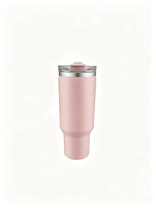 Vaso Térmico de Acero Inoxidable <span class=keywords><strong>Rosa</strong></span> <span class=keywords><strong>Pastel</strong></span> de 900ml con Popote y Tapa Doble para Bebidas, Ecológico y Fácil de Sostener, Ideal para Camping - Product Image 3