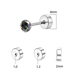 Clous d'oreilles en acier inoxydable 4 mm ronds avec cristaux pour la fabrication de boucles d'oreilles, disques dentelés intérieurs 1.0, 1.2, 2 mm, apprêts de bijouterie - Product Image 1