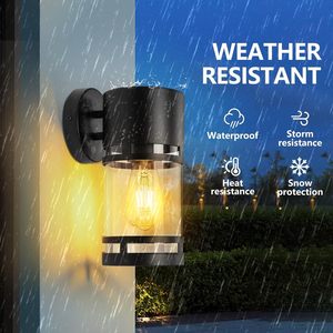 Lámpara de Pared <span class=keywords><strong>Exterior</strong></span> Resistente a la Intemperie, Color Negro Mate, con <span class=keywords><strong>Bombillas</strong></span> LED para Entrada, Puerta o Garaje - Product Image 2