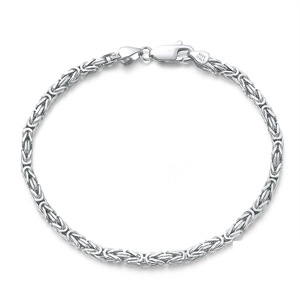 Bracciali a Catena Bizantina Piatta in Argento Sterling 925 Femmes 2.5 mm R.GEM. Gioielli da Uomo Placcati in Oro Stile Italiano, Vendita Calda - Product Image 1