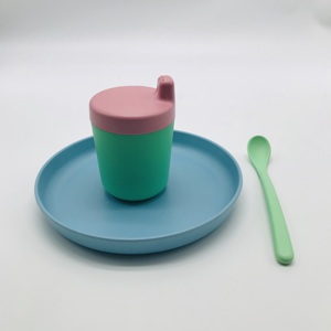Juego de Vajilla Infantil Ecológico, Plato, Tazón, Taza y Cuchara, con Logotipo Personalizado, Libre de BPA, Vajilla Sostenible para el Hogar, Cocina y Restaurante - Product Image 3
