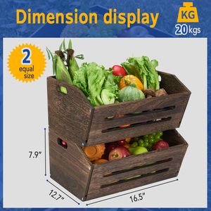 Bằng gỗ 2 gói thùng nhanh chóng lắp ráp để lưu trữ, trang trí trang trại gỗ Thùng giỏ, gỗ cổ điển Thùng hiển thị cho trái cây - Product Image 5