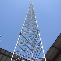 Tour de communication en acier conique polygonal à 3 jambes de 20-60 m, galvanisée à chaud, conforme aux normes ASTM A123 et AWS D1.1