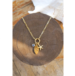 Collana con onda in oro placcato 18k Charm stelle marine accessorio surfista impermeabile spiaggia <span class=keywords><strong>gioielli</strong></span> piscina sicura Boho regalo di sirena amante dell'oceano - Product Image 4
