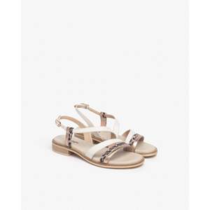 Sandalias Bajas para Mujer Nero Giardini E513418D, Blancas Beige, Planas, con Tiras, Estilo Verano - Product Image 2