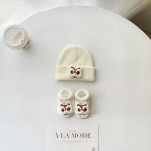 Ensemble de chaussettes et bonnet pour bébé en coton 3D dessin animé, vente en gros, chaussettes pour nouveau-nés filles et garçons, ensemble de chaussettes et bonnet mignon pour bébé - Product Image 4