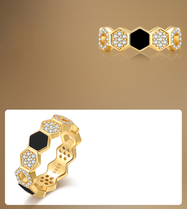 925 Bạc Mã Não Zircon vòng 14k vàng mạ hợp thời trang tôn giáo tổ ong resizable <span class=keywords><strong>bezel</strong></span> đặt 18K Vàng Kim Cương Ngọc Trai Ngọc lục bảo - Product Image 4