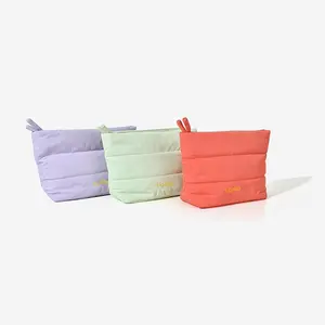 2024 new designer polyester quilting makeup bag custom logo fashion larger capacity cosmetic pouch bag for women