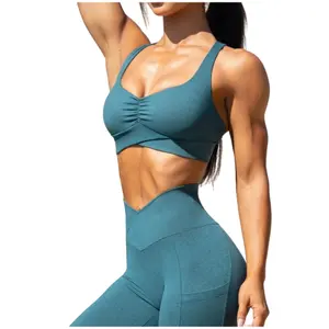 Odm / Oem Customize Sports Apparel Activewear V Shape Scrunch Leggings With Pocket Most Popular Gym Fitness Sets