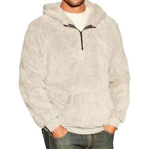 2025 hommes Sherpa polaire à capuche décontracté quart Zip sweat Streetwear Style automne hiver chaud pull en taille XXS - Product Image 3
