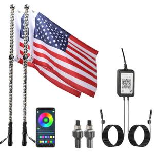 Fouet lumineux LED RGB avec application et télécommande, effet de poursuite et de danse, pour UTV, VTT, camion, mât de drapeau - Product Image 5