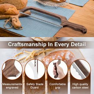Cortador casero Baguettes Rebanador <span class=keywords><strong>de</strong></span> madera Arco <span class=keywords><strong>Cuchillos</strong></span> para pan Cuchillo <span class=keywords><strong>de</strong></span> masa fermentada dentada <span class=keywords><strong>de</strong></span> acero inoxidable con cubierta protectora y <span class=keywords><strong>bolsa</strong></span> <span class=keywords><strong>de</strong></span> almacenamiento - Product Image 5