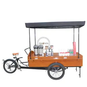 OEM رمادي القهوة عربة التقديم عرض مركز للتسوق وجبات خفيفة المشروبات الحليب البيع الدراجة الجبهة تحميل الغذاء بيع دراجة ثلاثية العجلات