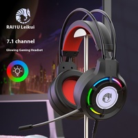 Casque de jeu filaire supra-auriculaire RAIKU S700 avec son surround 7.1, annulation active du bruit (ANC), éclairage RGB, interface USB