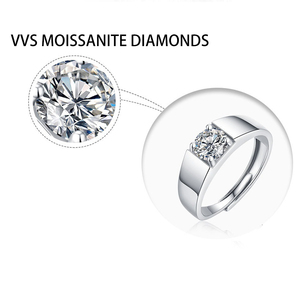 Pass <span class=keywords><strong>Diamond</strong></span> Tester 1 CT Round Moissanite Wedding Band Set VVS Moissanite Diamonds Sólido 925 Bandas de Prata Anéis Abertos Para Homens - Product Image 2