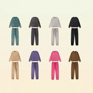 AI-MICH Automne Hiver Nouveau Ensemble Personnalisé en Tissu Fin Teint Blanc Ancien, comprenant un Sweat à Capuche et un Pantalon en Tissu Lavé - Product Image 1