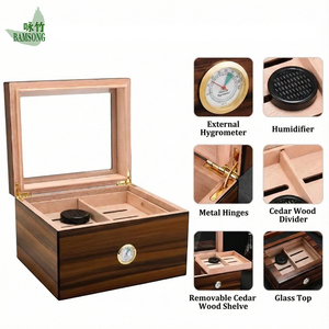Humidor de Madera de Acacia de Alta Calidad de 2 Niveles con Divisor Ajustable <span class=keywords><strong>para</strong></span> Humidores, Cenicero y Higrómetro - Product Image 3