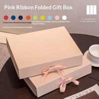 Boîte pliante magnétique rose mat de luxe avec fermeture à ruban, logo personnalisé, en carton rigide pliable pour vêtements en fourrure et cadeaux