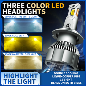 Tri 3 H4 H1 H3 H7 H8 H9 H11 9012 H13 9004 60W 12000lm Csp 3570 3 colores bombillas de faros Led para coche Control de nueva condición 3 colores - Product Image 5