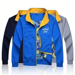 Veste tendance bicolore à col montant pour homme, grande taille, en mélange coton-laine, épaisse, avec fermeture éclair - Product Image 4