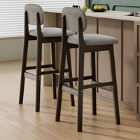 Tabouret de bar en bois massif de style européen avec dossier, pour la maison, le comptoir de caisse, l'îlot de cuisine, hauteur non réglable