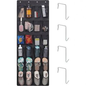Heavy-Duty 24 Pockets Hanging <b>Shoe</b> Organizer, Non-woven Clear PVC Mesh with Metal <b>Hooks</b>, for Dorm & Bedroom Storage Bag - Product Image 1