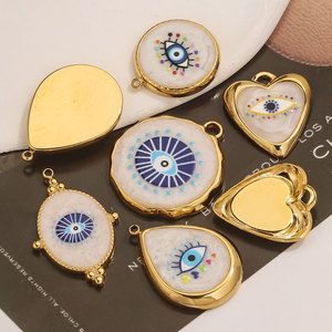 จี้รูปตาปีศาจ DZ054 ชุบทอง 18K ทำจากสแตนเลสสตีล ประดับด้วยอีนาเมลรูปหัวใจทรงกลมหยดน้ำ สำหรับทำสร้อยคอ DIY - Product Image 2