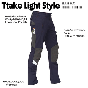 Ttake Light Style Trousers Workwear Dark Blue Reinforced Knees <b>Tool</b> Pockets - Product Image 2