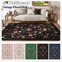 Tapis floral médaillon vintage 8x10 noir, grand, lavable, antidérapant pour salon, ferme, salle de jeux pour enfants, décoration intérieure