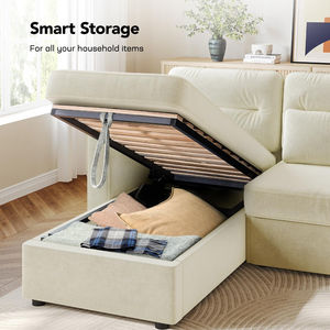 Canapés en forme de L, canapé-lit <span class=keywords><strong>convertible</strong></span>, canapé en chenille nuage avec chaise longue réversible avec rangement, USB pour le salon - Product Image 5