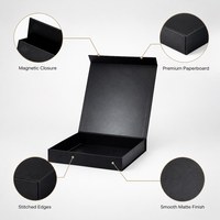 Boîte cadeau magnétique carrée avec couvercle rabattable 33x33x5,1cm Noir mat Laminage mat Écologique Boîte d'emballage pour bijoux, cosmétiques, montres