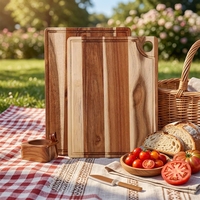 Planche à découper rectangulaire en bois d'acacia écologique pour ustensiles de cuisine