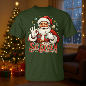 Camiseta navideña con diseño de humor para el 67.º cumpleaños de Santa Says Six Seven - Product Image 3